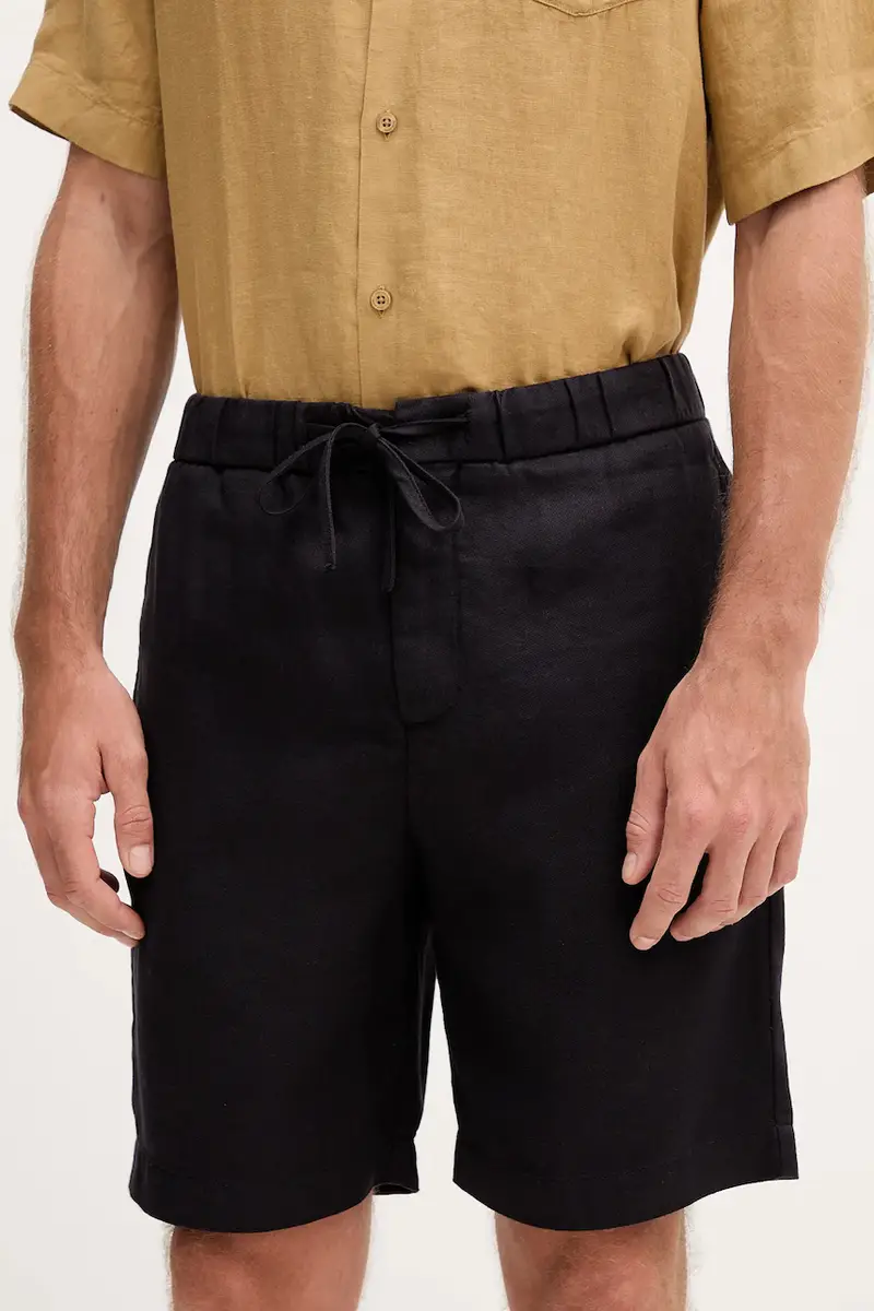 pantaloncini in lino uomo colore nero 1241.02