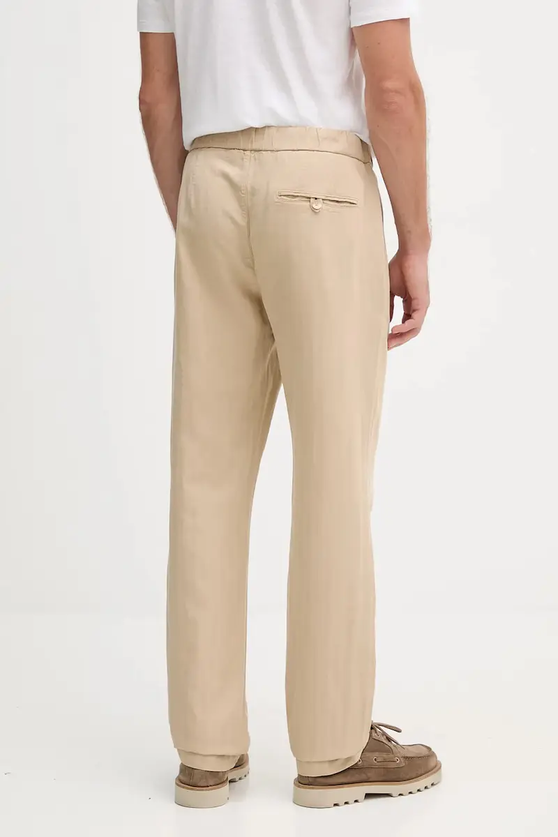 pantaloni in lino misto uomo colore beige 2602.839 miniatura 3
