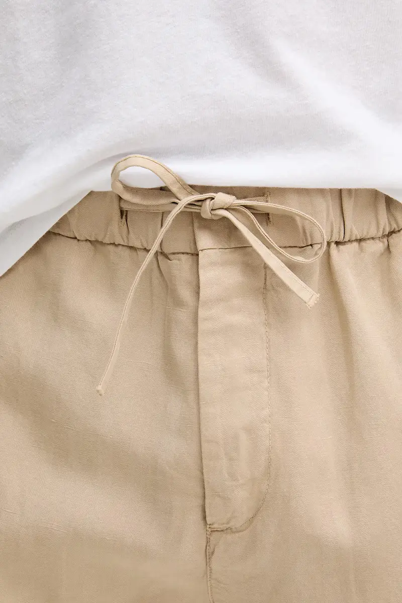 pantaloni in lino misto uomo colore beige 2602.839 miniatura 4
