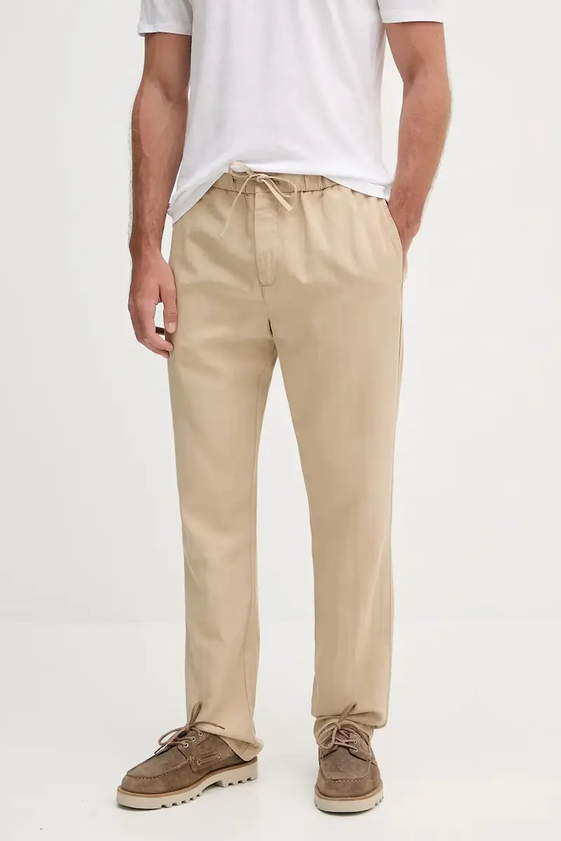 pantaloni in lino misto uomo colore beige 2602.839