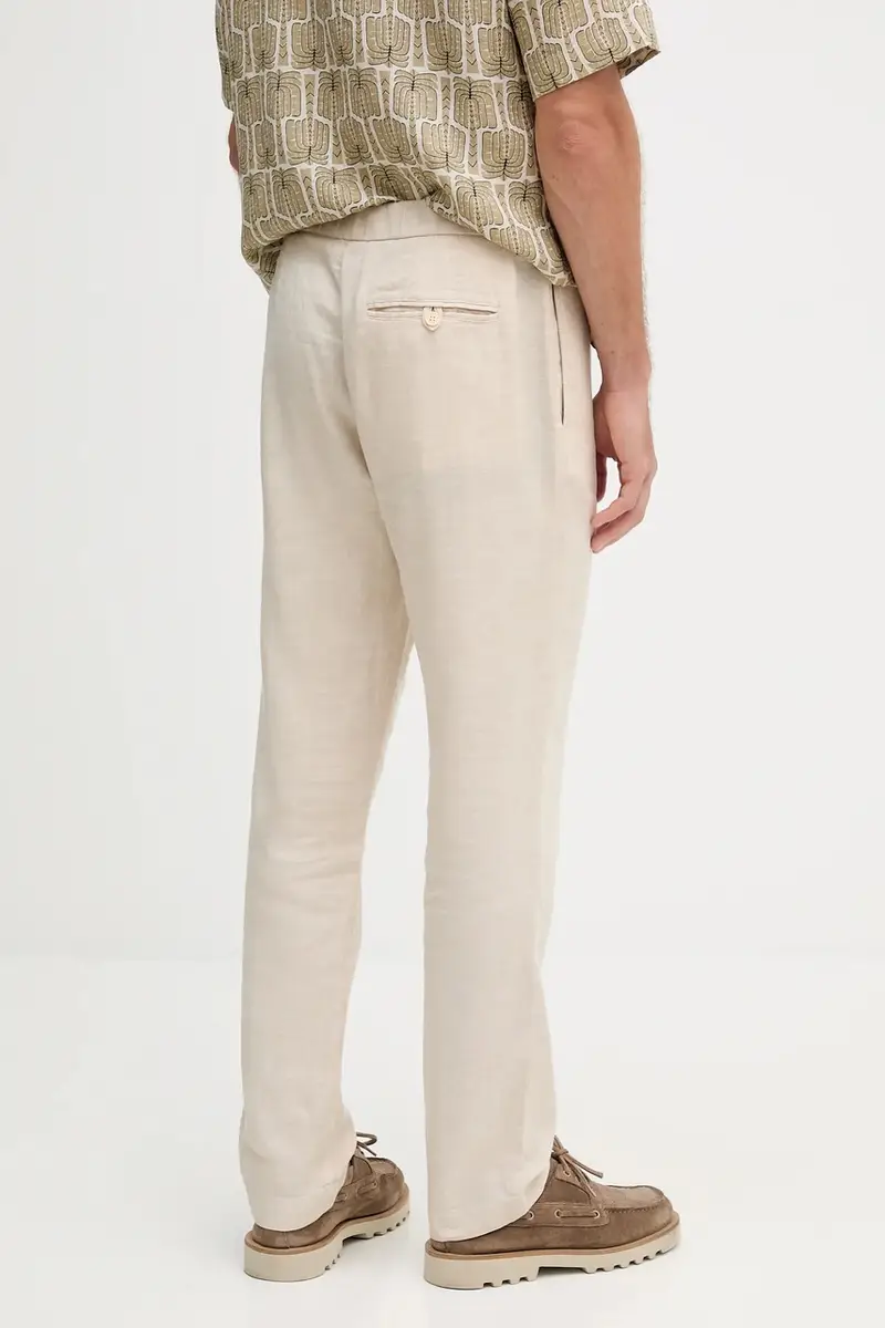 pantaloni in lino uomo colore beige 1240.368 miniatura 3