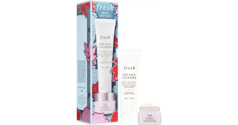 Rose Dewy Skin Duo set Fresh Soy gel struccante detergente 50 ml + Fresh Rose Deep Hydration Crema viso idratante con acido ialuronico 15 ml
