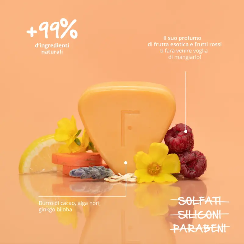 Cura dei Capelli Tropical Fruit Solid Shampoo - Shampoo delicato, Capelli secchi, Capelli normali miniatura 3