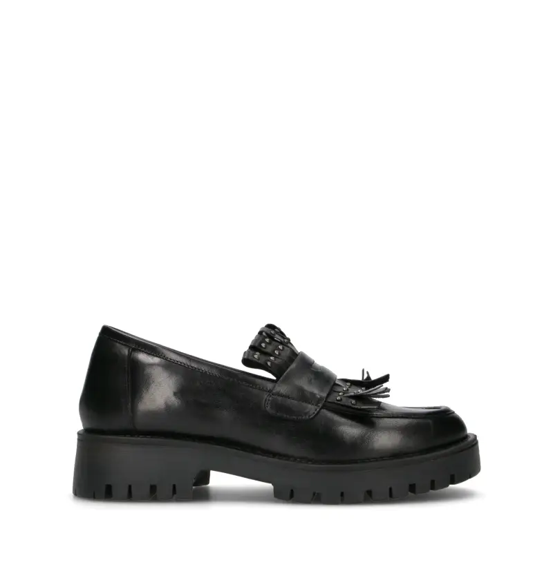 Mocassino donna nero in pelle Vario