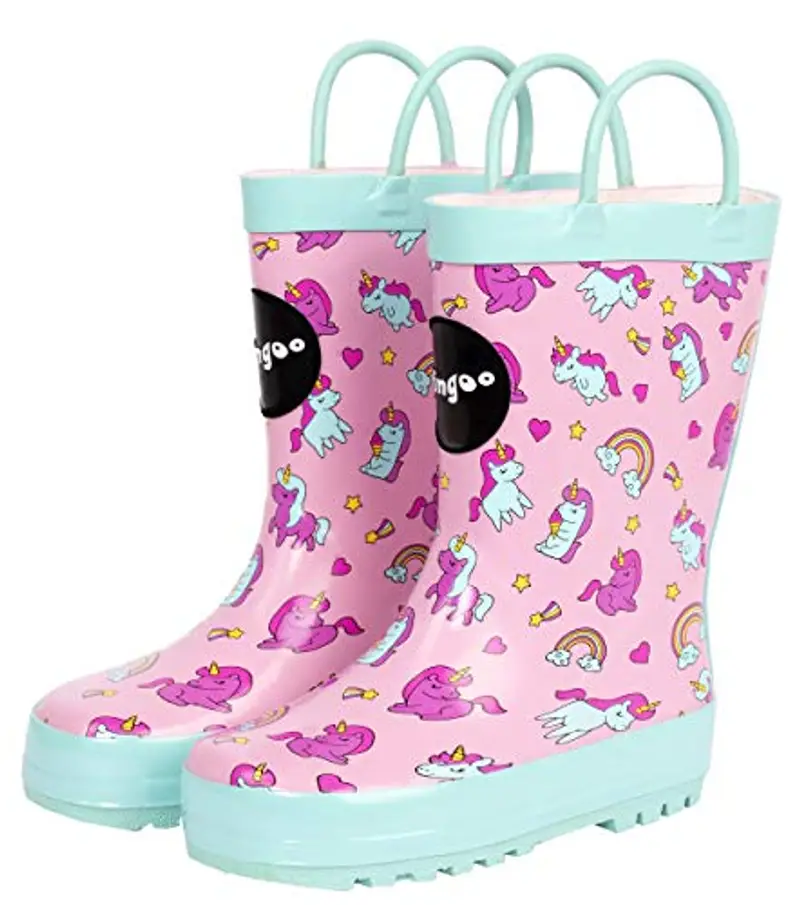 Fringoo - Kids Welly - Taglia 6-11 UK Bambino - Gomma - Accenti di carattere - Design multicolore per ragazzi e ragazze