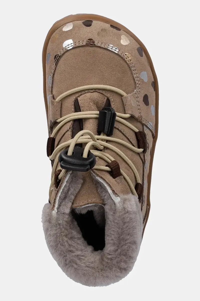 scarpe invernali in pelle scamosciata bambino/a BAREFOOT UP FURRY TEX Beige miniatura 4