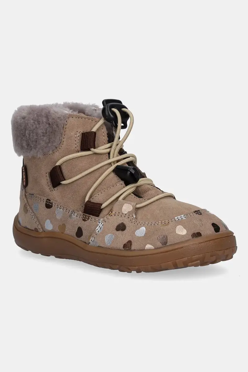 scarpe invernali in pelle scamosciata bambino/a BAREFOOT UP FURRY TEX Beige