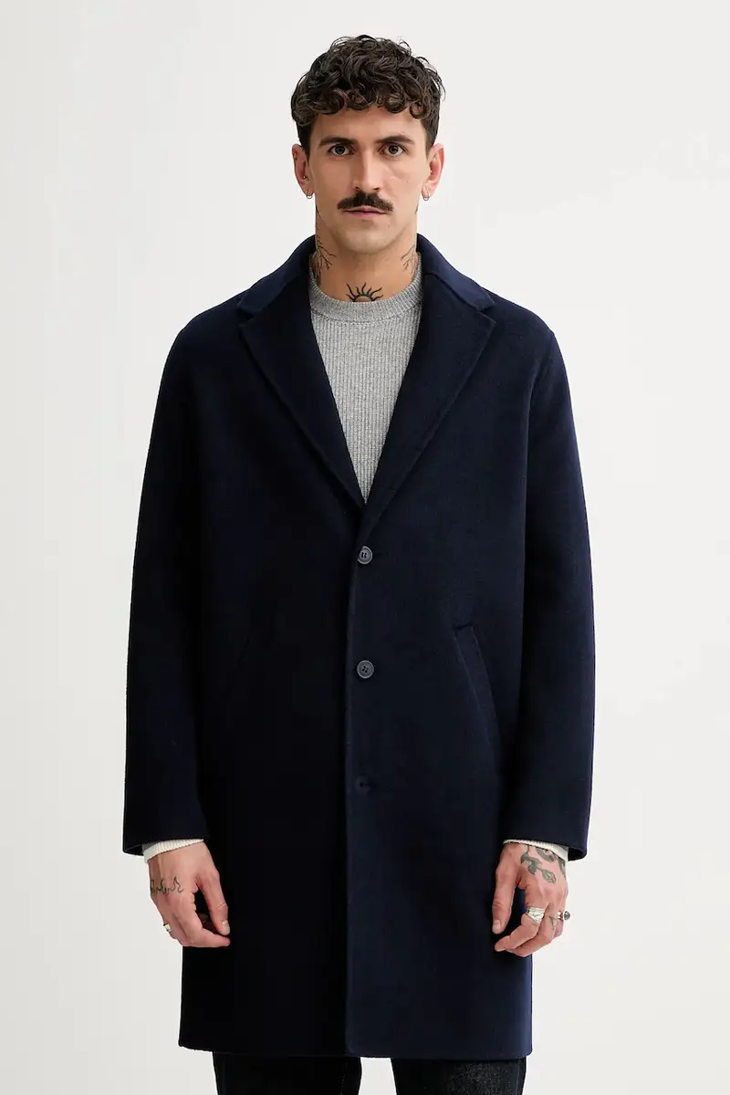 cappotto in lana Blu navy miniatura 4