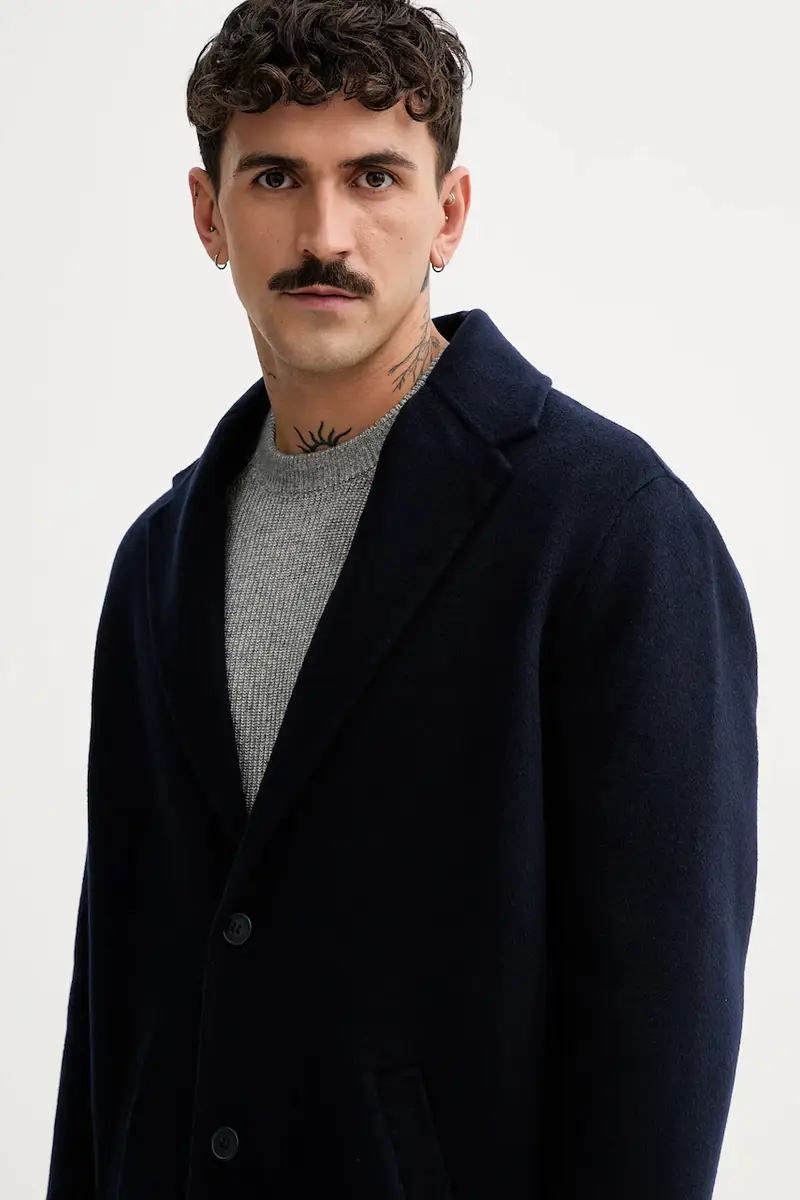 cappotto in lana Blu navy miniatura 5