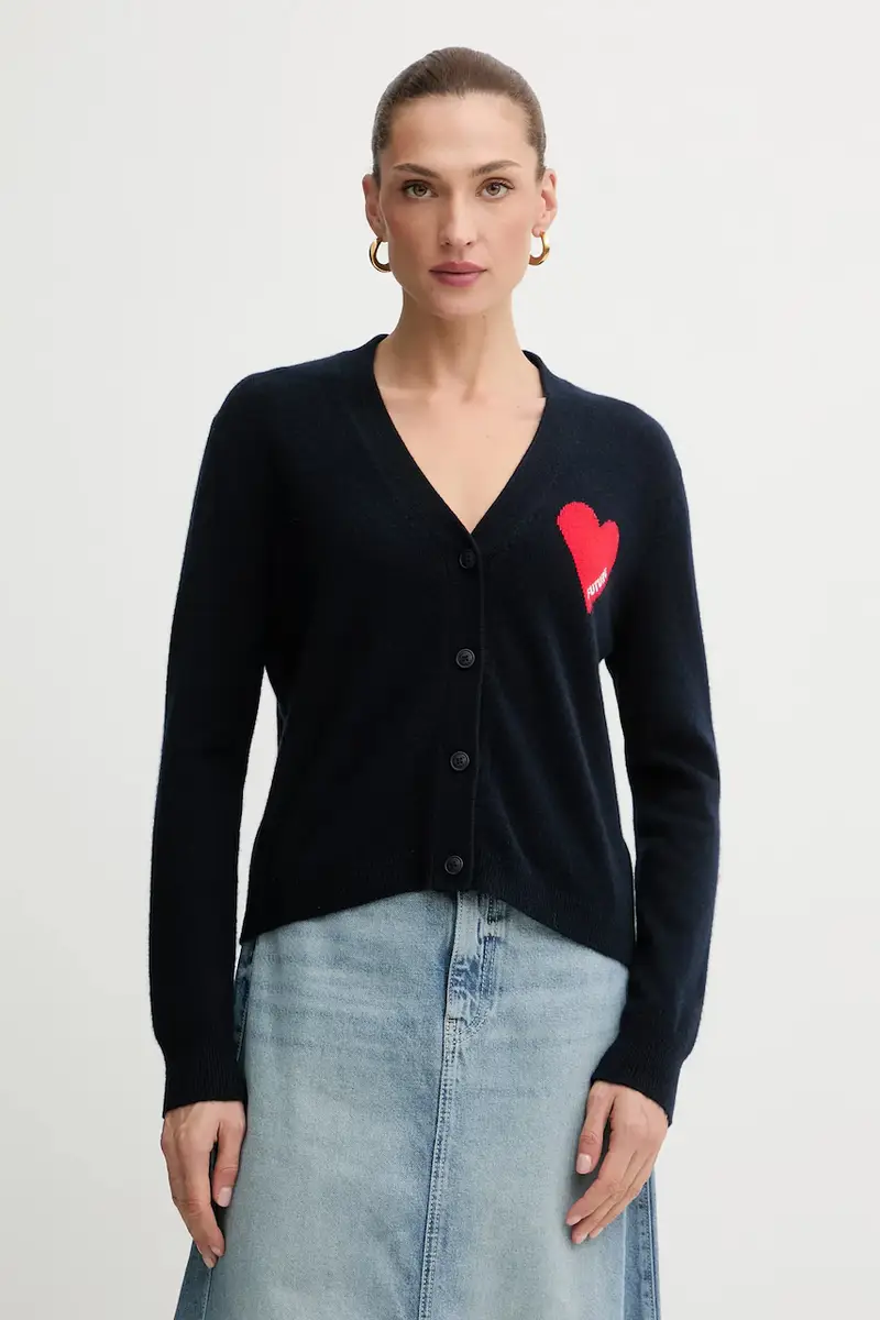 cardigan in cashemire colore grigio WPC01131 Blu navy