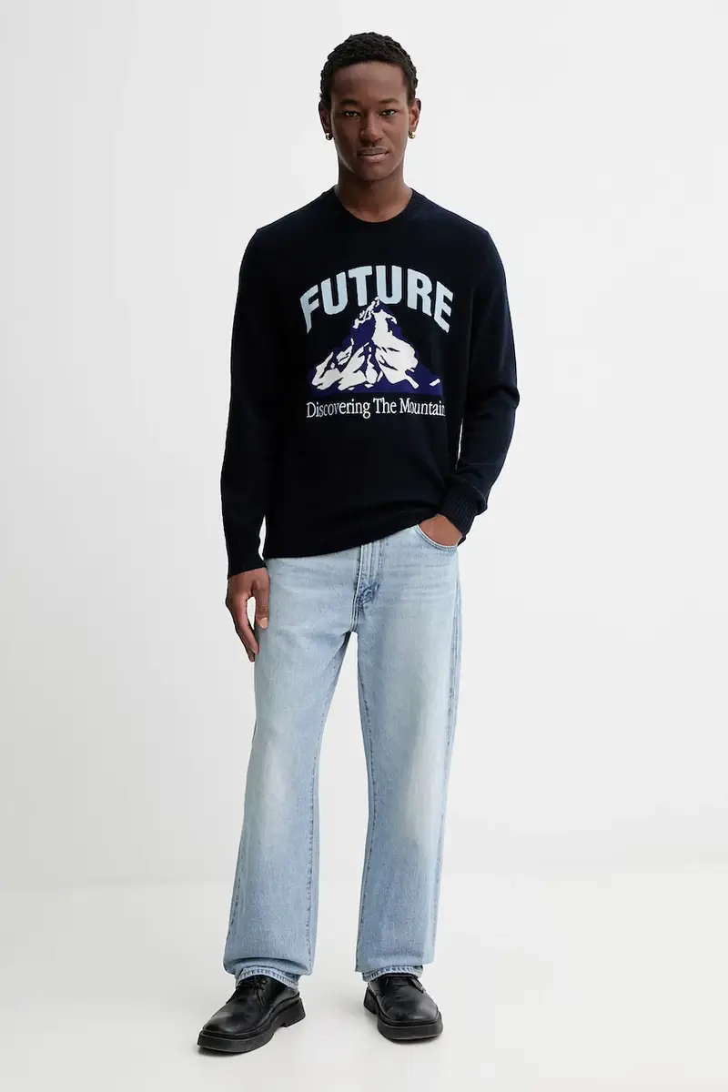 maglione in cachemirie Blu navy miniatura 2