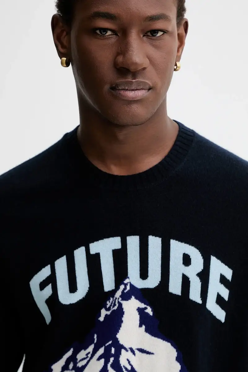 maglione in cachemirie Blu navy miniatura 4