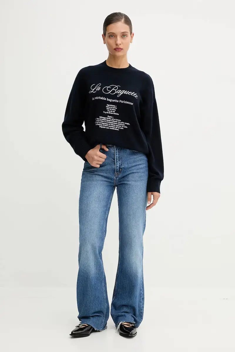 maglione in cachemirie colore blu navy WPR03323 miniatura 2