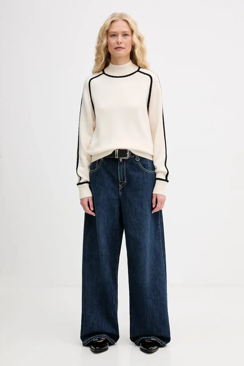 maglione in cachemirie donna colore beige WPM02443 miniatura 2