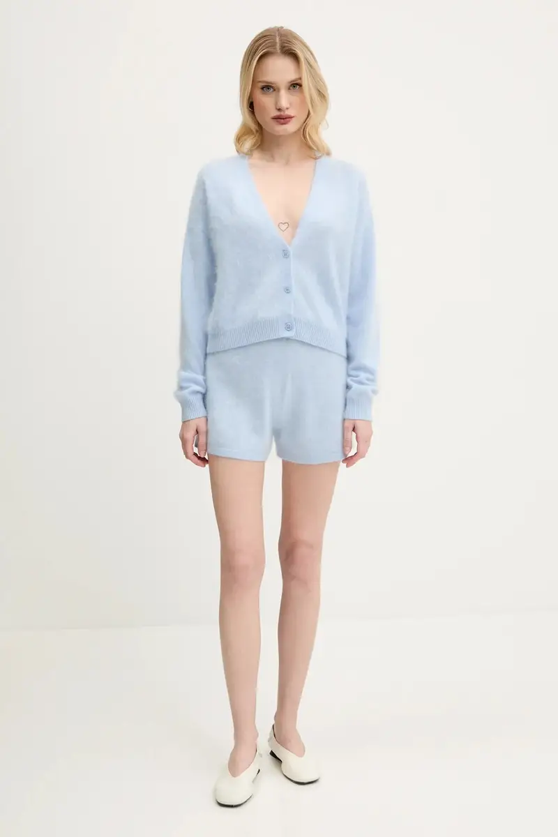 pantaloncini in cachemire donna colore blu WSH02581 miniatura 2