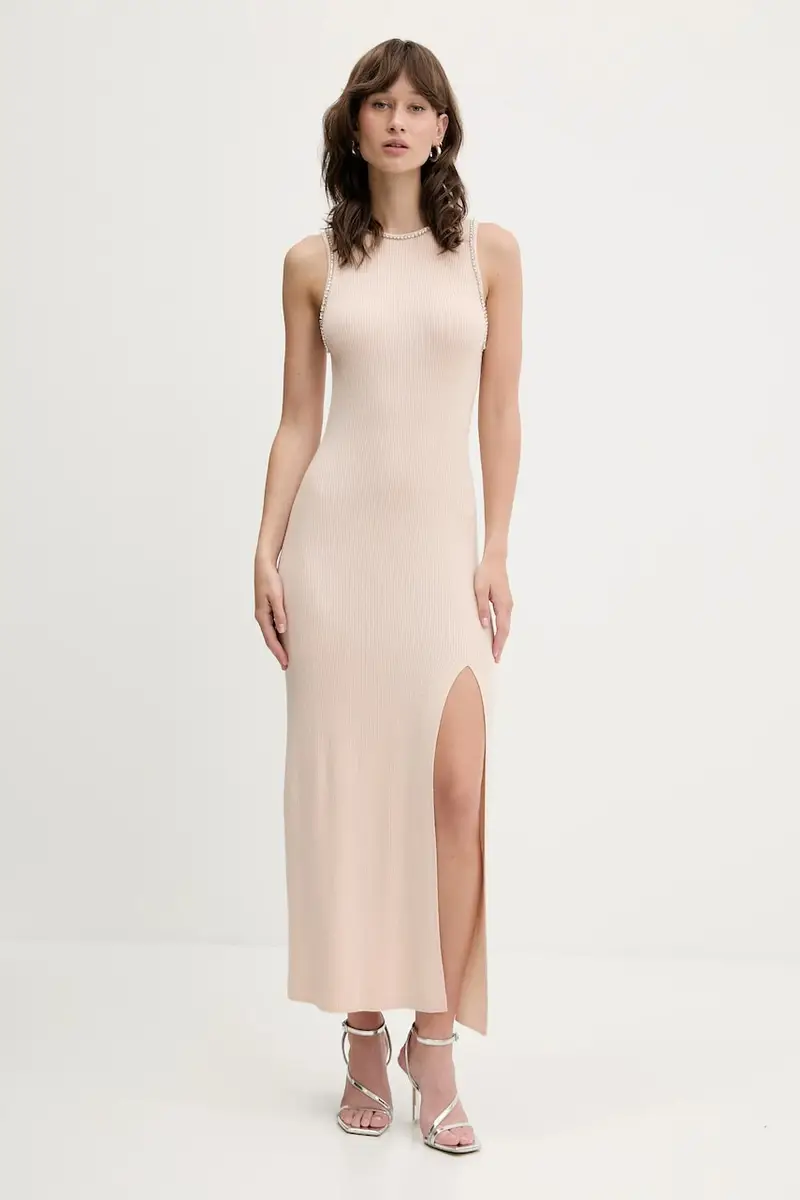 vestito in lana colore beige WRO02676