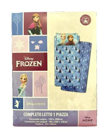 COMPLETO LETTO BAMBINA COTONE DISNEY FROZEN 1 PIAZZA