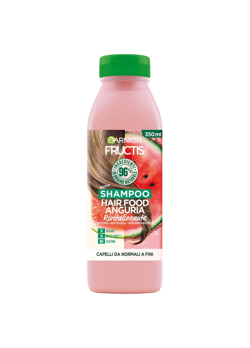 FRUCTIS, Garnier Fructis Hair Food Anguria Rivitalizzante, Shampoo Per Capelli Fini, 96% Di Ingredienti Di Origine Naturale, Senza Siliconi., Donna, Bianco, Taglia: FASUL