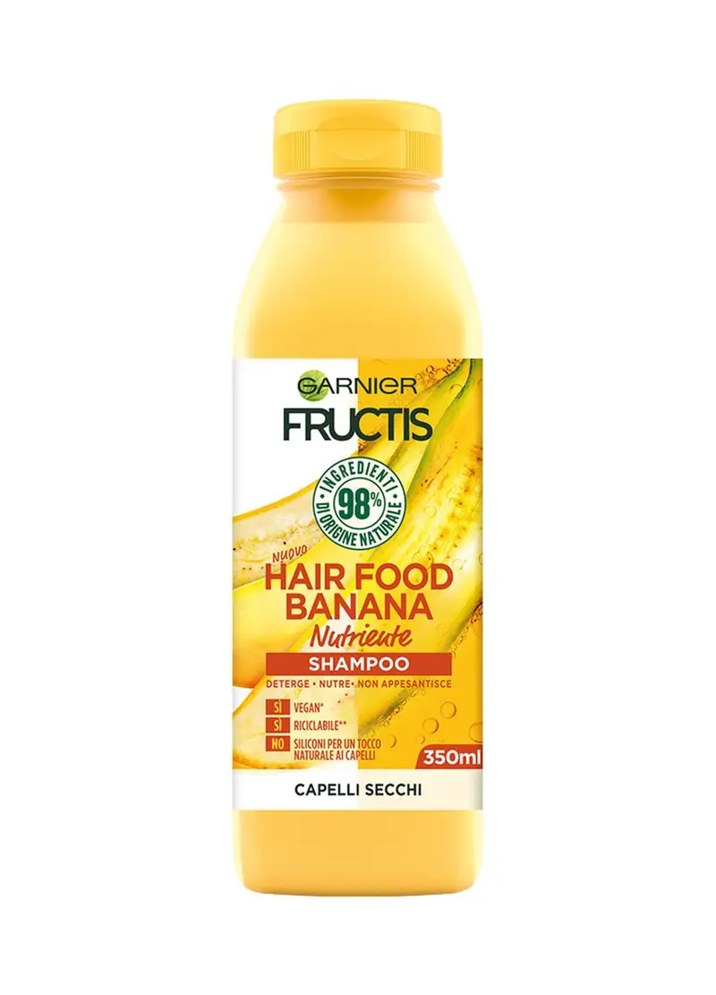 FRUCTIS, Garnier Shampoo Nutriente Fructis Hair Food, Shampoo Nutriente Alla Banana Per Capelli Secchi, 350 Ml., Donna, Bianco ottico, Taglia: FASUL