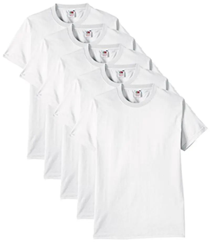 Fruit of the Loom 61-212 Heavy Cotton Tee Maglietta da Uomo, pacco da 5 pezzi, Bianco (Weiß), M