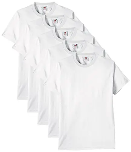 Fruit of the Loom 61-212 Heavy Cotton Tee Maglietta da Uomo, pacco da 5 pezzi, Bianco (Weiß), XL