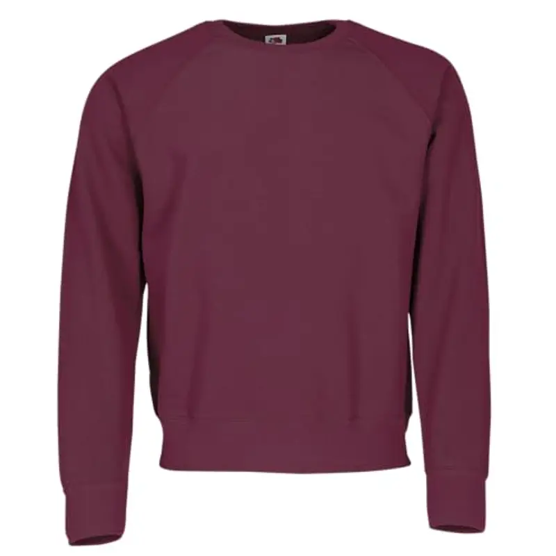 Fruit of the Loom Classic Raglan Sweat, colore: bordeaux + gratis sacchetto di stoffa, taglia: XL, borgogna, XL