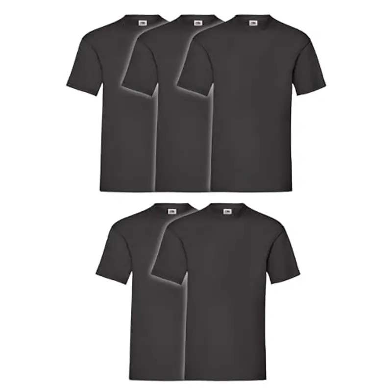 Fruit of the Loom, confezione da 5 magliette leggere nero L