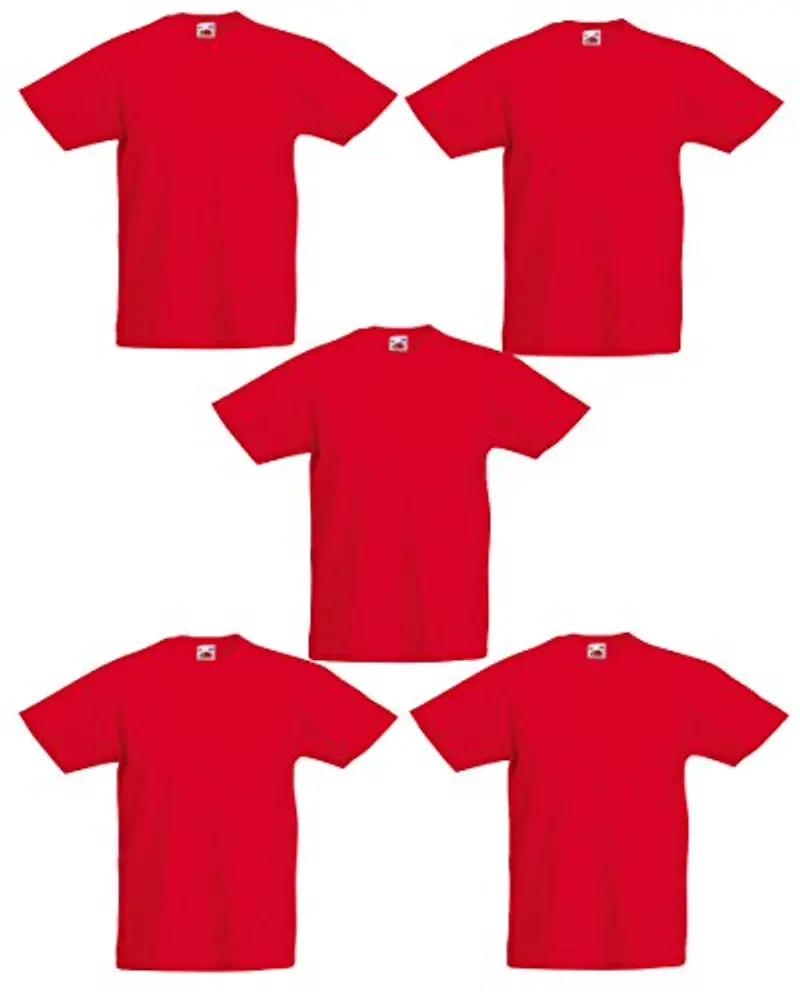 Fruit of the Loom, Maglietta da ragazzo, 61-019-0, confezione da 5, Rosso, 12
