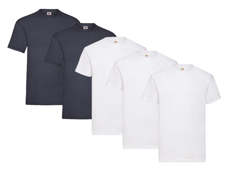 FRUIT OF THE LOOM - Magliette Uomo L Bianche e Blu Navy