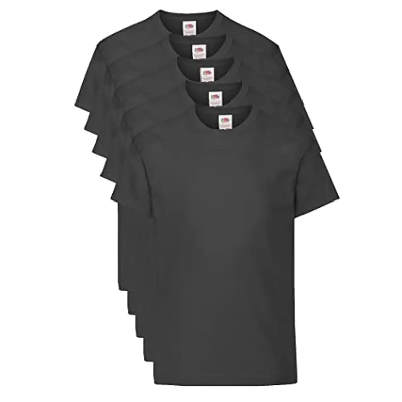 Fruit of the Loom T Originale Shirt, Black, 5-6 Anni (Pacco da 5) Unisex-Bambini e Ragazzi