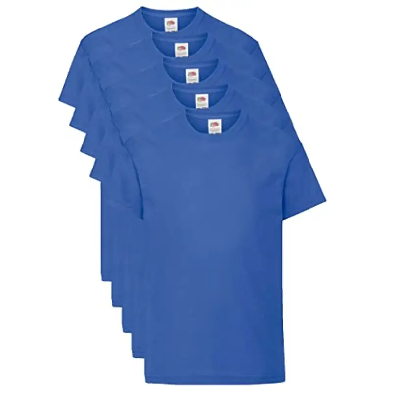 Fruit of the Loom T Originale Shirt, Blu Reale, 5-6 Anni (Pacco da 5) Unisex-Bambini e Ragazzi