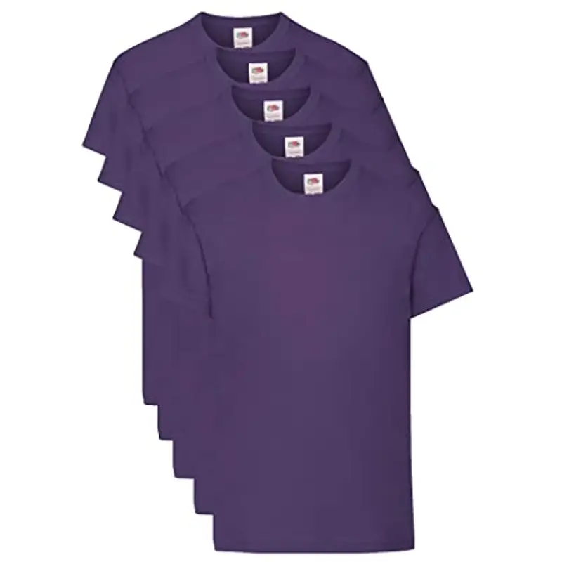 Fruit of the Loom T Originale Shirt, Viola, 12-13 Anni (Pacco da 5) Unisex-Bambini e Ragazzi