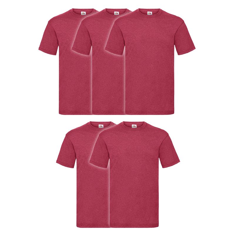 FRUIT OF THE LOOM - Maglietta Uomo 5 Pezzi Rosso Vintage 3XL