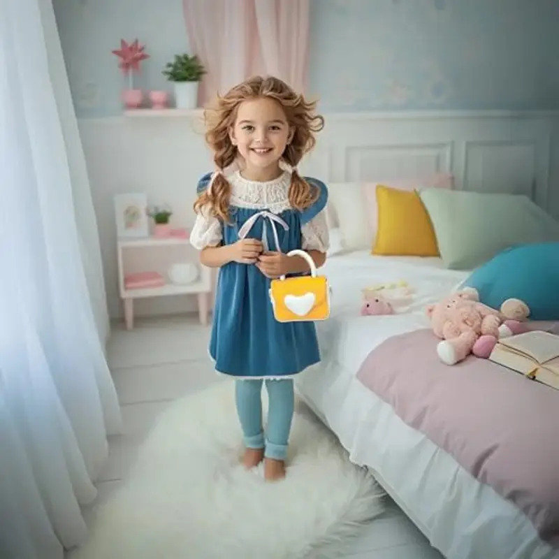 Fuaihui Borsetta Bambina Borse Ragazza Borsa Tracolla Ragazza PU Principessa Borsa per Bambina Mini Borsa Rosa Bambina Idea Regalo Piccola Ragazza Compleanno Natale (Giallo) miniatura 2