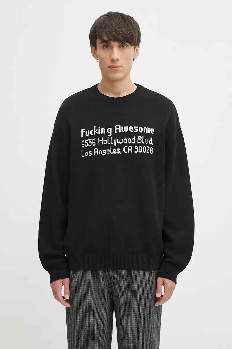 maglione in cotone FA Hollywood uomo colore nero PN20020
