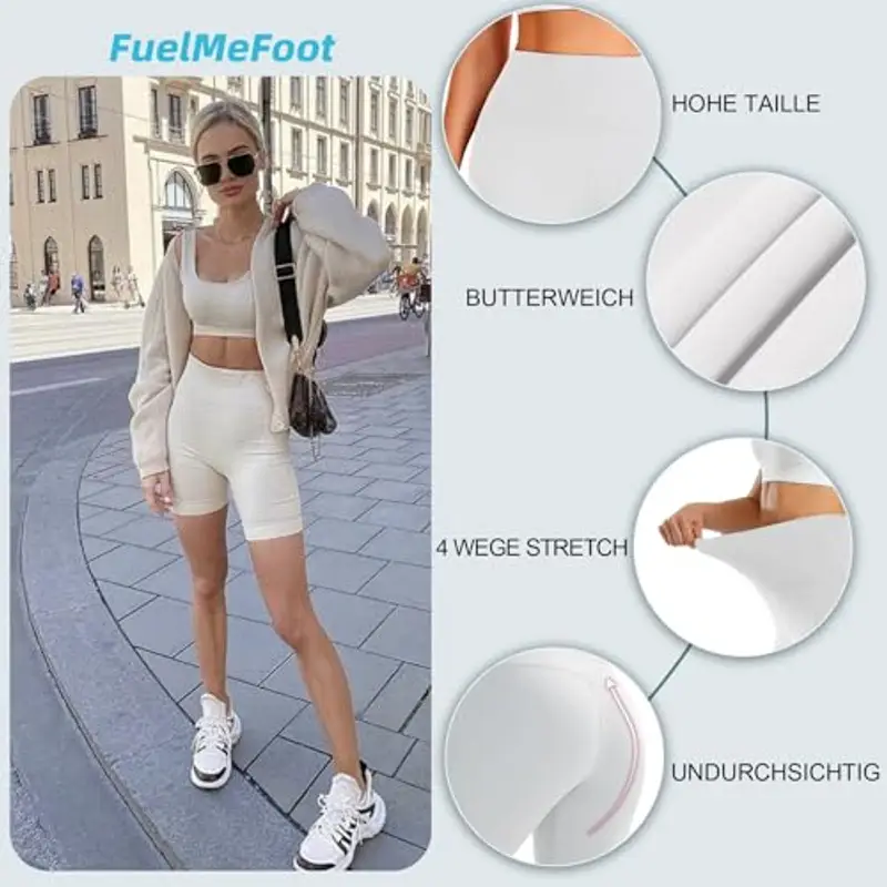FuelMeFoot Pantaloni Sportivi Corti da Donna Vita Alta Yoga Pantaloncini Hot Pants per Estivi Pantaloni da Ciclismo miniatura 2