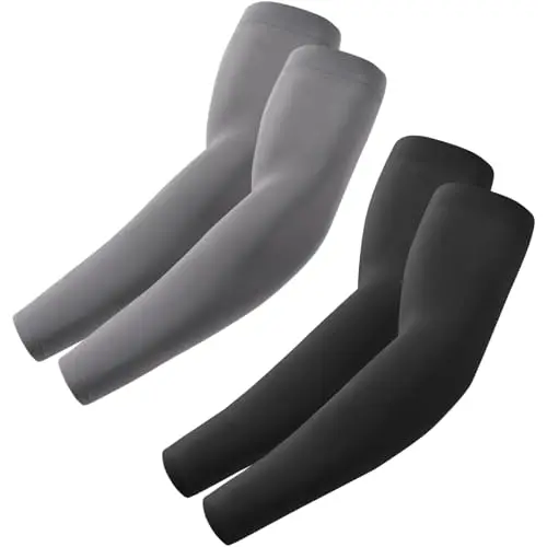 fuinloth 2 Paia Manicotti Braccia per Uomo e Donna, Ideali per Sportivi Padel Basket Pallavolo Nero+Grigio Scuro