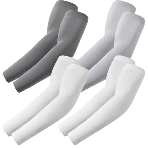 fuinloth 4 Paia Manicotti Braccia per Uomo e Donna, Ideali per Sportivi Padel Basket Pallavolo 2 Bianco+Grigio