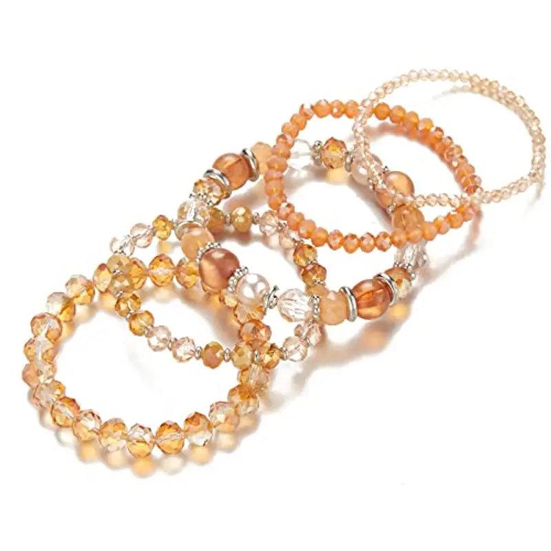 FULU AUTUMN Bracciale Donna Bohemien con Perle di Cristallo Multistrato Braccialetti con Perline Elastico Impilabili Gioielli Moda Estivi Regalo San Valentino per Lei(21-Lake blue) miniatura 2