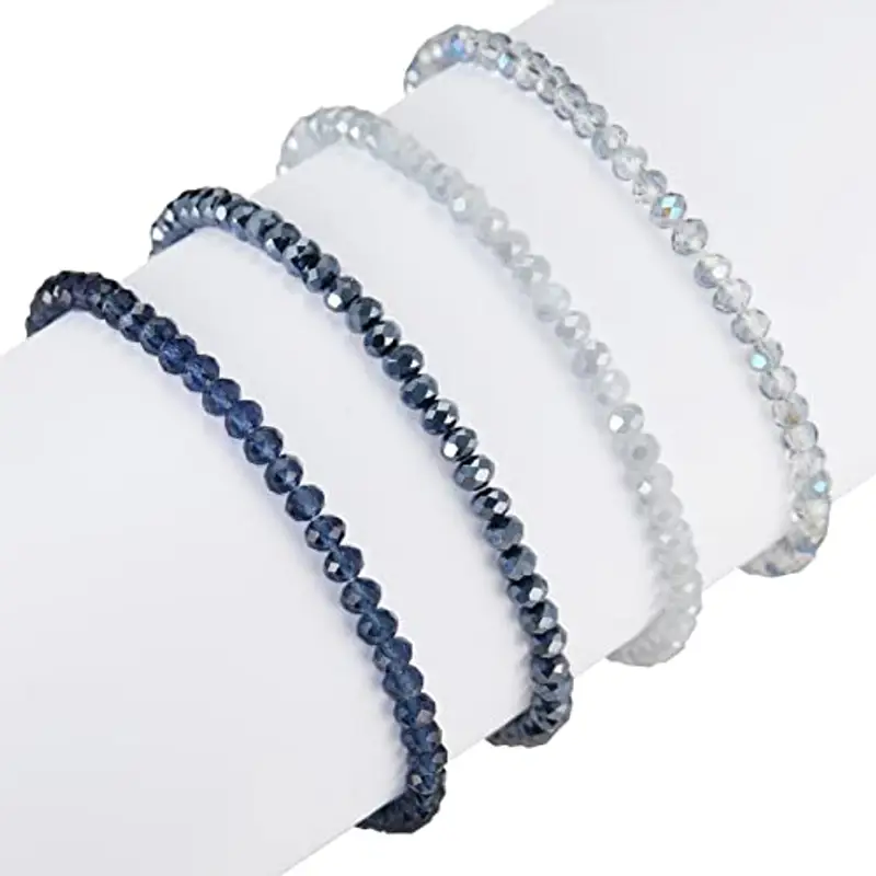 FULU AUTUMN Bracciale Donna Bohemien con Perle di Cristallo Multistrato Braccialetti con Perline Elastico Impilabili Gioielli Moda Estivi Regalo San Valentino per Lei(Dark blue) miniatura 3