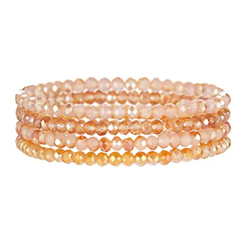 FULU AUTUMN Bracciale Donna Bohemien con Perle di Cristallo Multistrato Braccialetti con Perline Elastico Impilabili Gioielli Moda Estivi Regalo San Valentino per Lei(Orange)