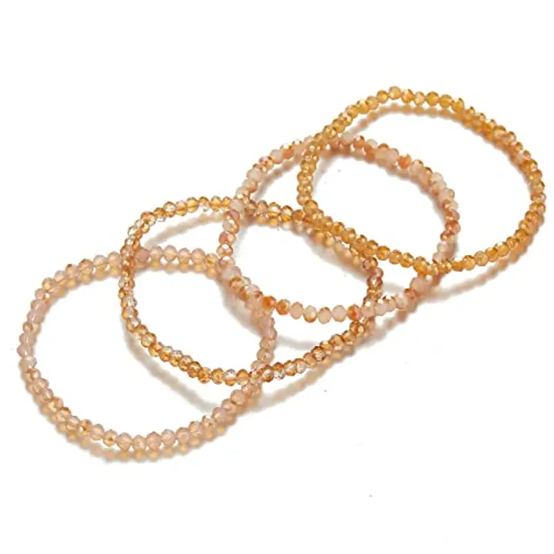 FULU AUTUMN Bracciale Donna Bohemien con Perle di Cristallo Multistrato Braccialetti con Perline Elastico Impilabili Gioielli Moda Estivi Regalo San Valentino per Lei(Orange) miniatura 2
