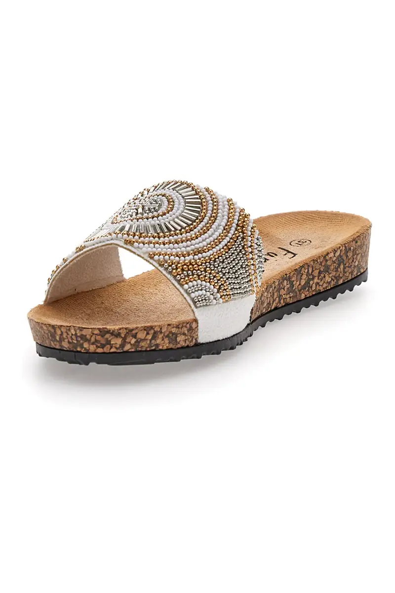 Ciabatte Bianche Con Perline Fun Beach 14204 [BIANCO] miniatura 3