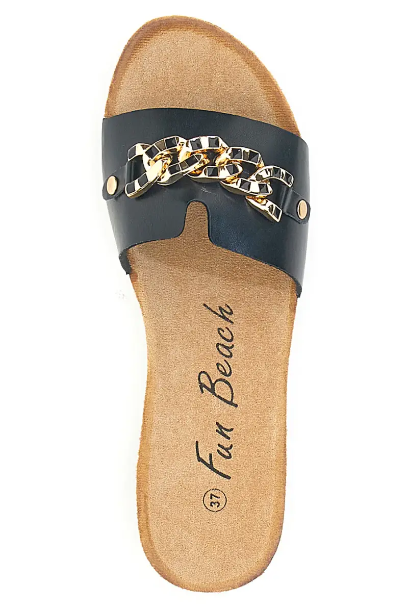 Ciabatte nere con catena dorata Fun Beach 14192 [NERO] miniatura 3