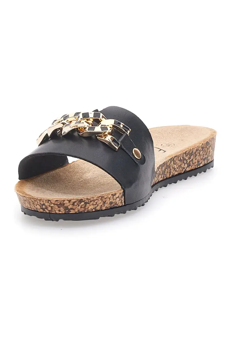 Ciabatte nere con catena dorata Fun Beach 14192 [NERO] miniatura 4