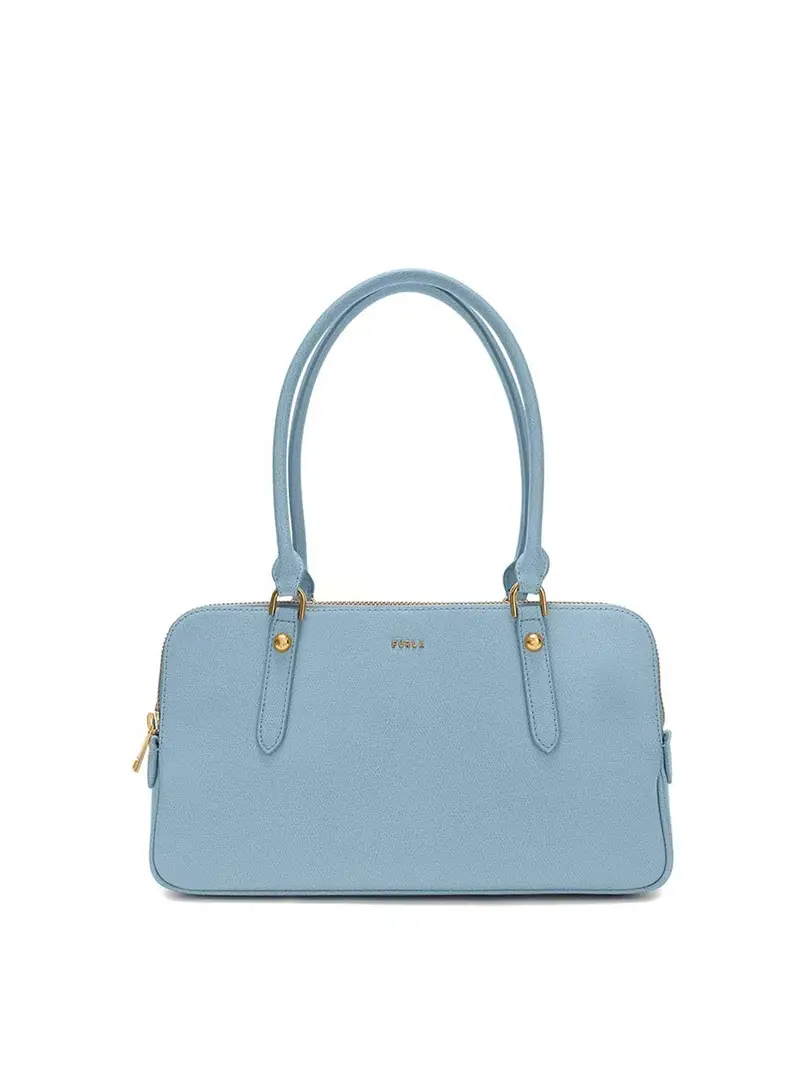 Borsa A Spalla Giulia M Boston In Pelle Azzurro