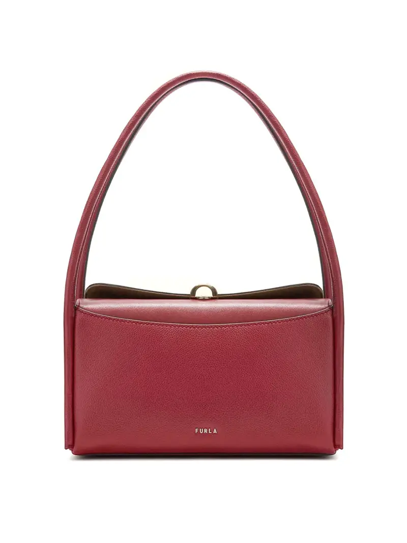 Borsa A Spalla Nicole M Boston In Pelle Rosso Scuro