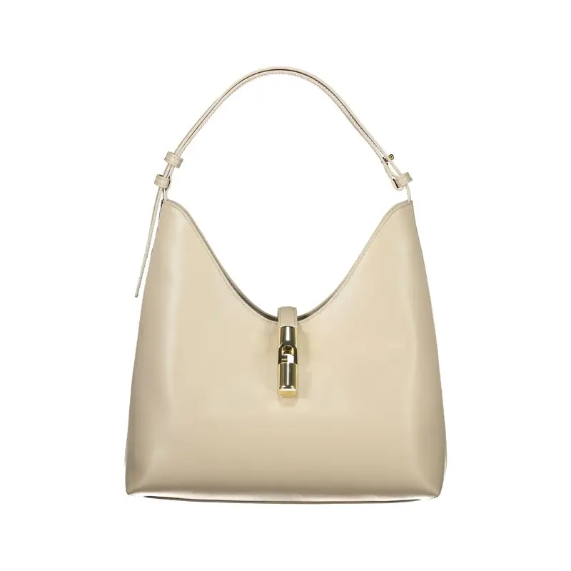 Borsa a Spalla Pelle Donna Beige Logo