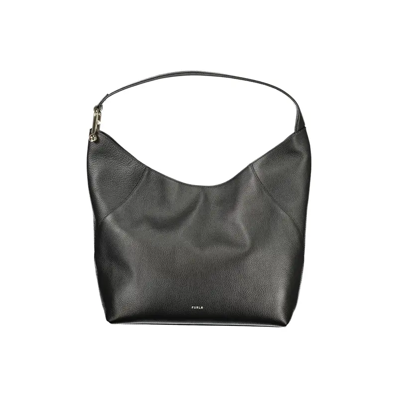 Borsa a Spalla Pelle Donna Nera Logo Nero