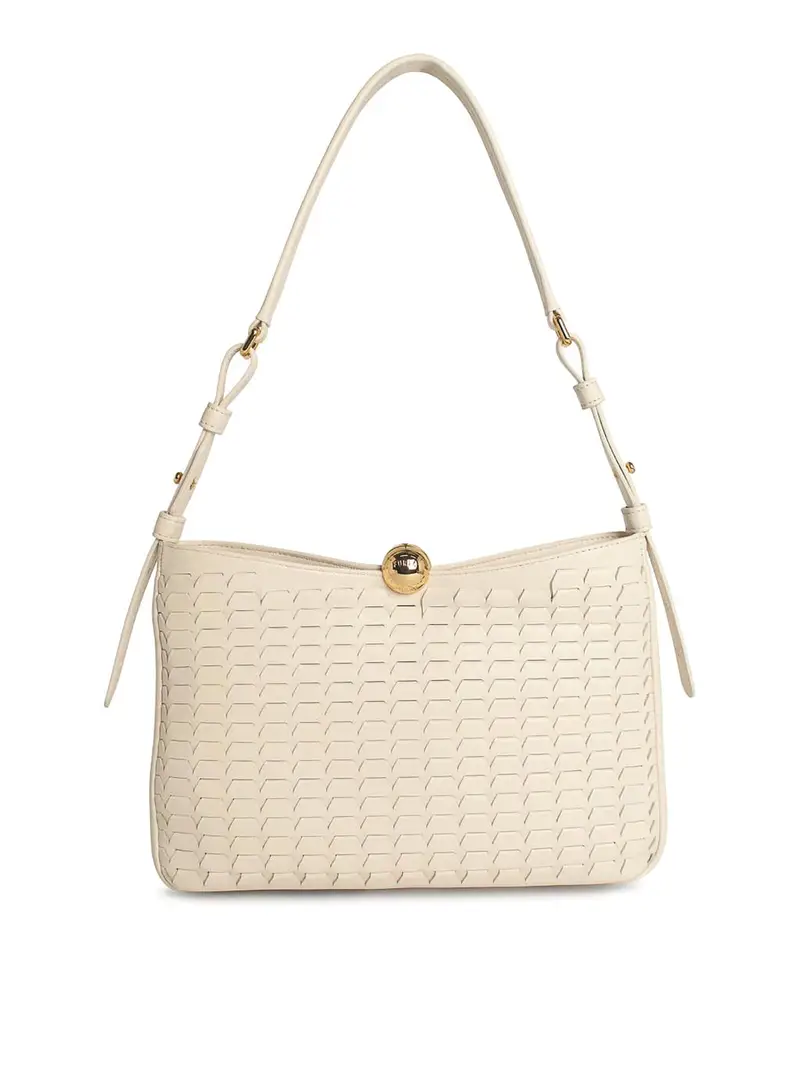 Borsa a traversa media morbida in pelle crema